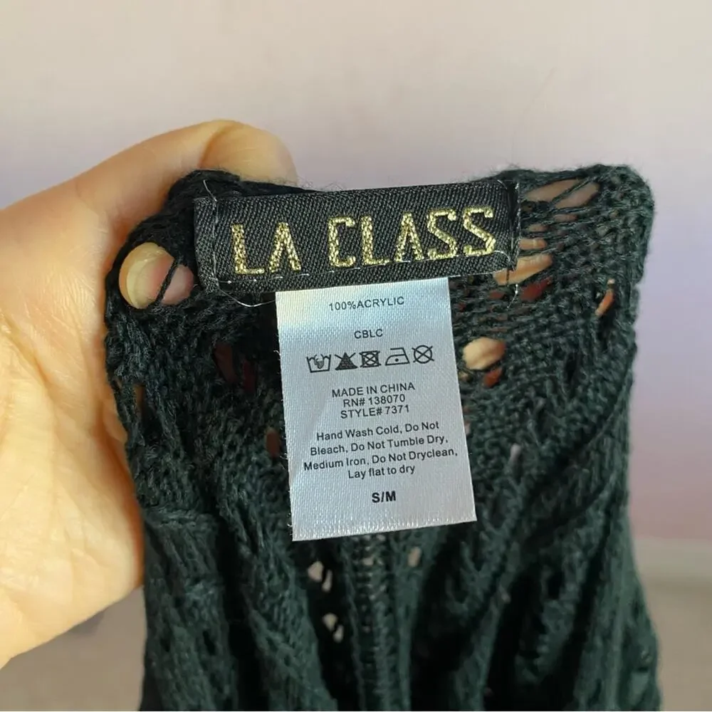 LA Class 100% Acrylic V-Neck Contemporary Resortwear Crochet Tunic Swim Coverup